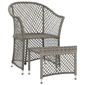 2-tlg. Garten Lounge Set Grau Rattan mit Kissen