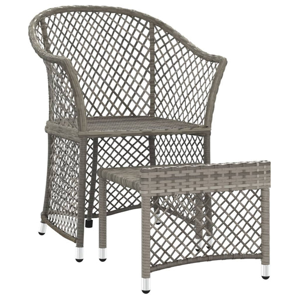 2-tlg. Garten Lounge Set Grau Rattan mit Kissen