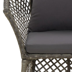 2-tlg. Garten Lounge Set Grau Rattan mit Kissen
