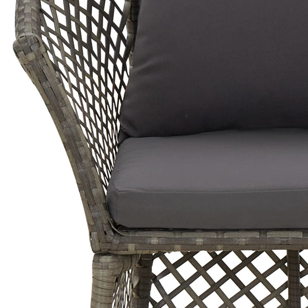 2-tlg. Garten Lounge Set Grau Rattan mit Kissen