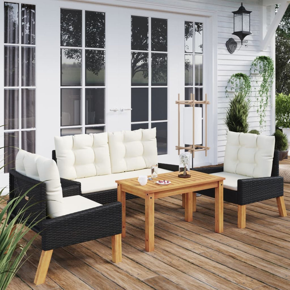 4-tlg. Garten Lounge Set mit Kissen