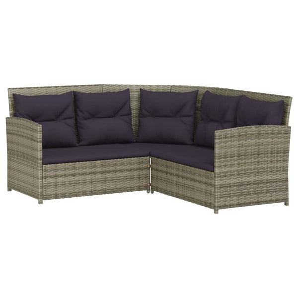 L-förmige Sofagarnitur Grau Poly Rattan mit Kissen