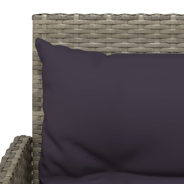 L-förmige Sofagarnitur Grau Poly Rattan mit Kissen