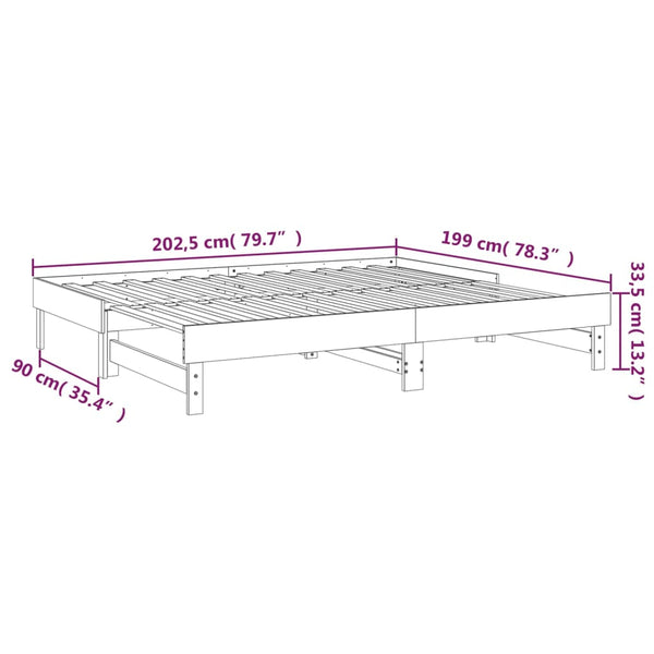 Ausziehbares Tagesbett Weiß Kiefer 2x(100x200)cm