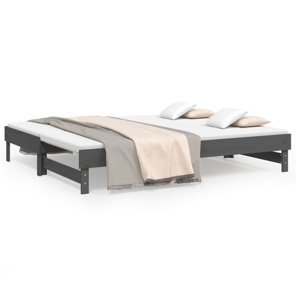 Ausziehbares Tagesbett Grau 2x(100x200) cm Kiefer Massivholz