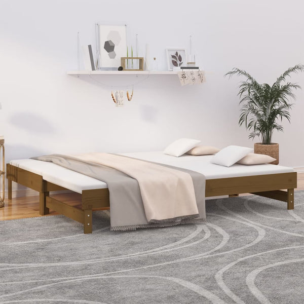 Ausziehbares Tagesbett Kiefer Honigbraun 2x100x200 cm