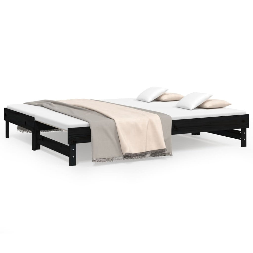 Ausziehbares Tagesbett Schwarz 2x(100x200)cm