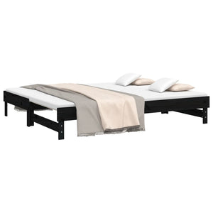 Ausziehbares Tagesbett Schwarz 2x(100x200)cm