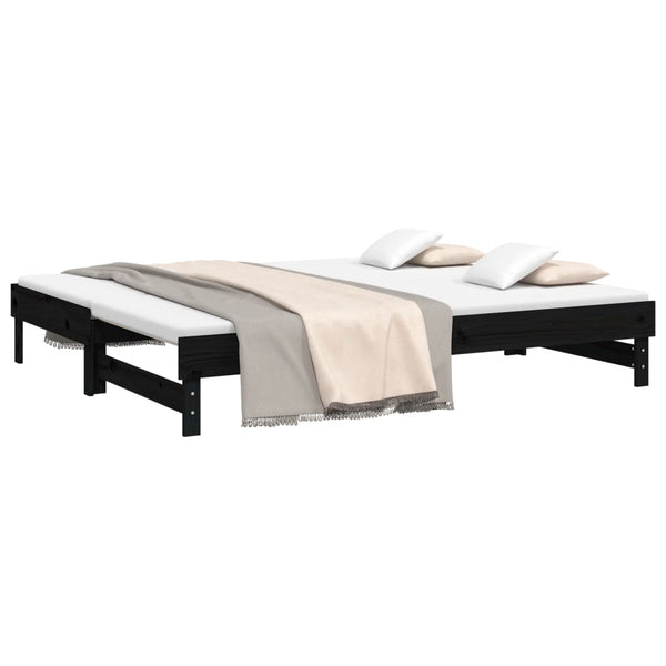 Ausziehbares Tagesbett Schwarz 2x(100x200)cm