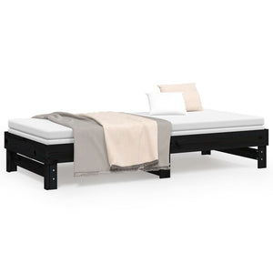 Ausziehbares Tagesbett Schwarz 2x(100x200)cm