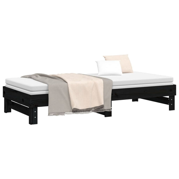 Ausziehbares Tagesbett Schwarz 2x(100x200)cm