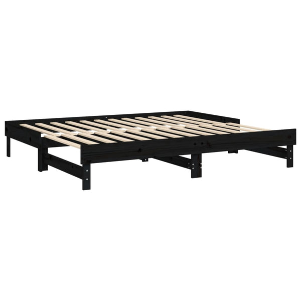 Ausziehbares Tagesbett Schwarz 2x(100x200)cm
