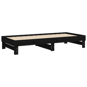 Ausziehbares Tagesbett Schwarz 2x(100x200)cm