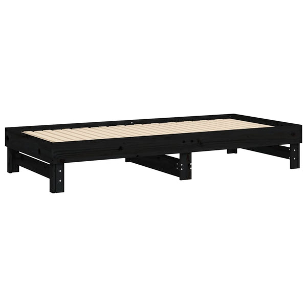 Ausziehbares Tagesbett Schwarz 2x(100x200)cm