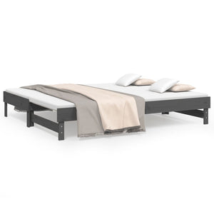 Ausziehbares Tagesbett Grau 90x200 cm Kiefernholz
