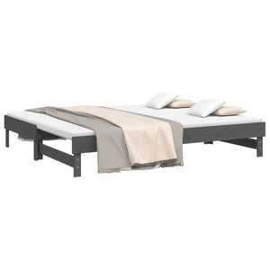 Ausziehbares Tagesbett Grau 90x200 cm Kiefernholz