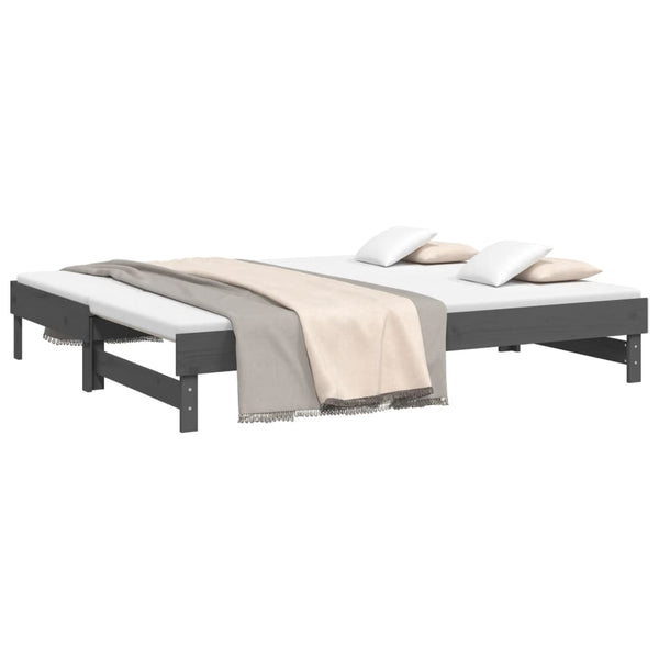 Ausziehbares Tagesbett Grau 90x200 cm Kiefernholz