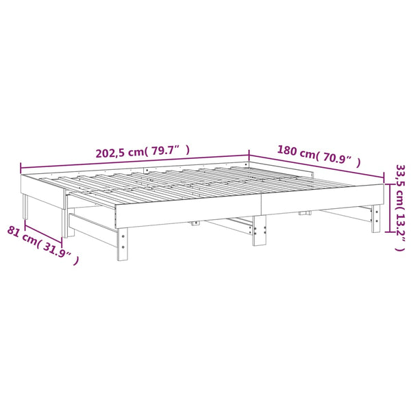 Ausziehbares Tagesbett Grau 90x200 cm Kiefernholz