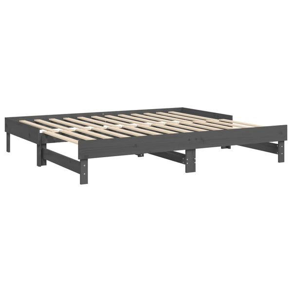 Ausziehbares Tagesbett Grau 90x200 cm Kiefernholz