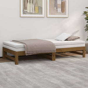 Ausziehbares Tagesbett Honigbraun 90x190 cm Kiefer Massivholz