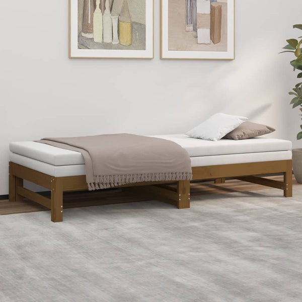 Ausziehbares Tagesbett Honigbraun 90x190 cm Kiefer Massivholz