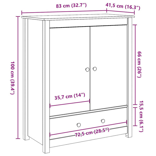 Highboard Kiefer Massivholz 83x100 cm
