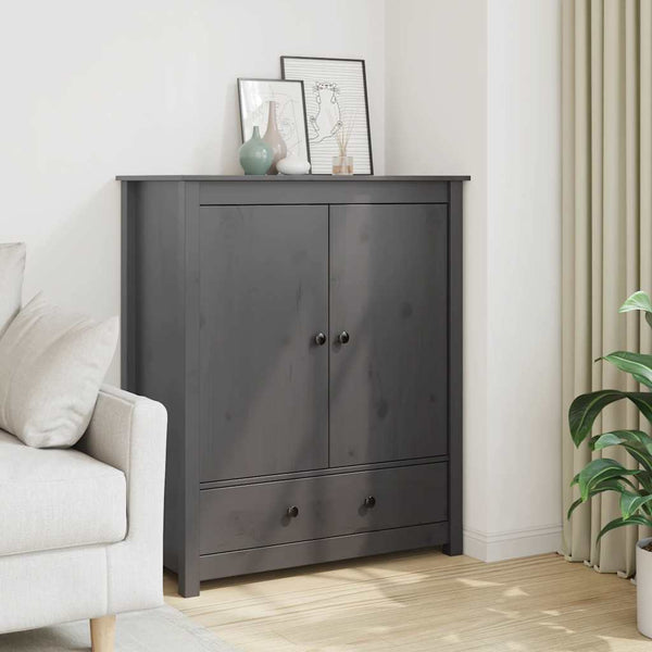 Graues Highboard 83x41,5x100cm Kiefer Massivholz