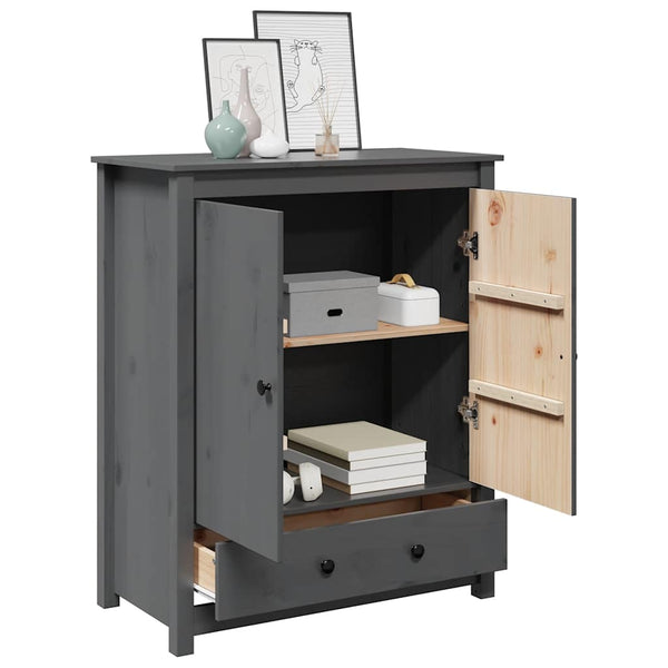 Graues Highboard 83x41,5x100cm Kiefer Massivholz