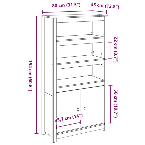 Highboard 80x154cm Kiefer Massivholz