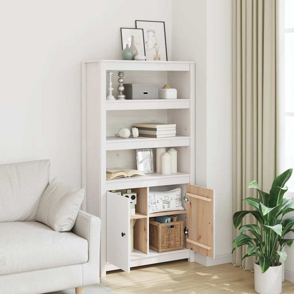 Highboard Weiß 80 cm Kiefer Massivholz