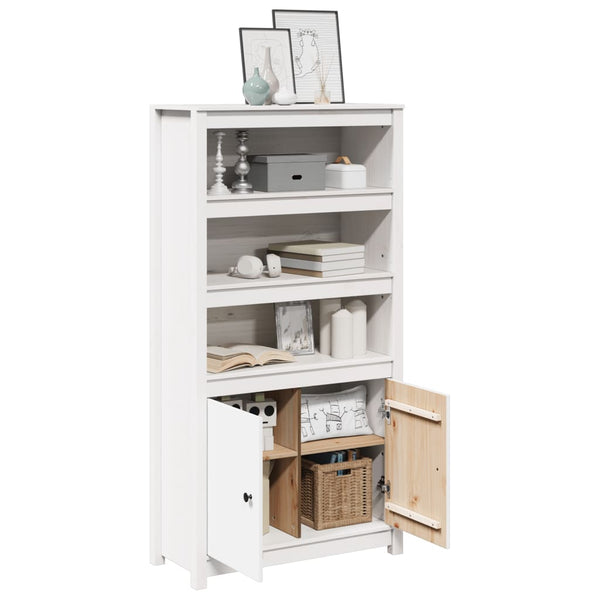 Highboard Weiß 80 cm Kiefer Massivholz