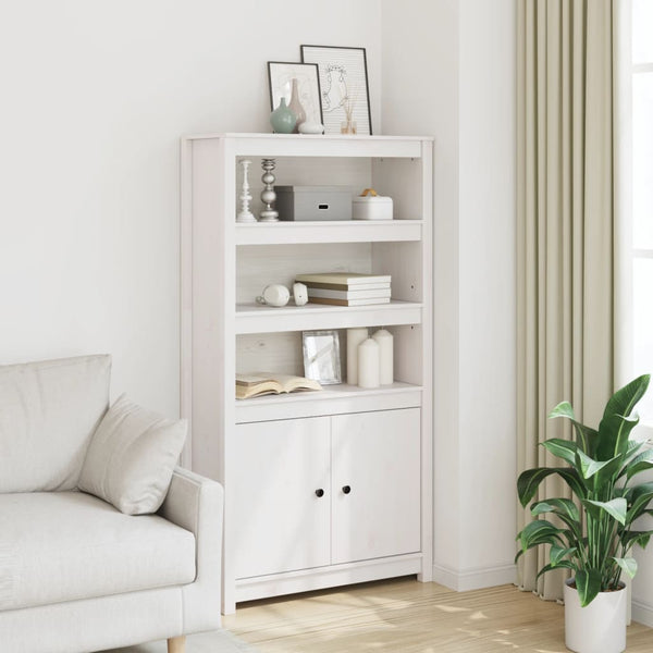 Highboard Weiß 80 cm Kiefer Massivholz