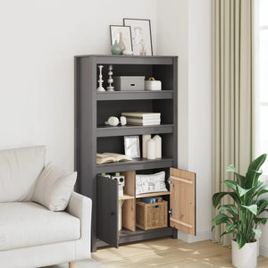 Graues Highboard 80x35x154cm Kiefer Massivholz