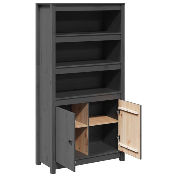 Graues Highboard 80x35x154cm Kiefer Massivholz