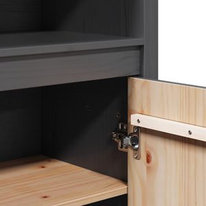 Graues Highboard 80x35x154cm Kiefer Massivholz