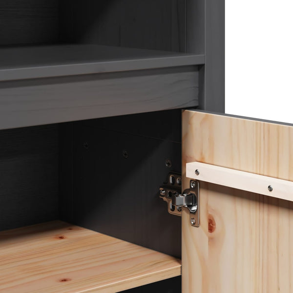 Graues Highboard 80x35x154cm Kiefer Massivholz