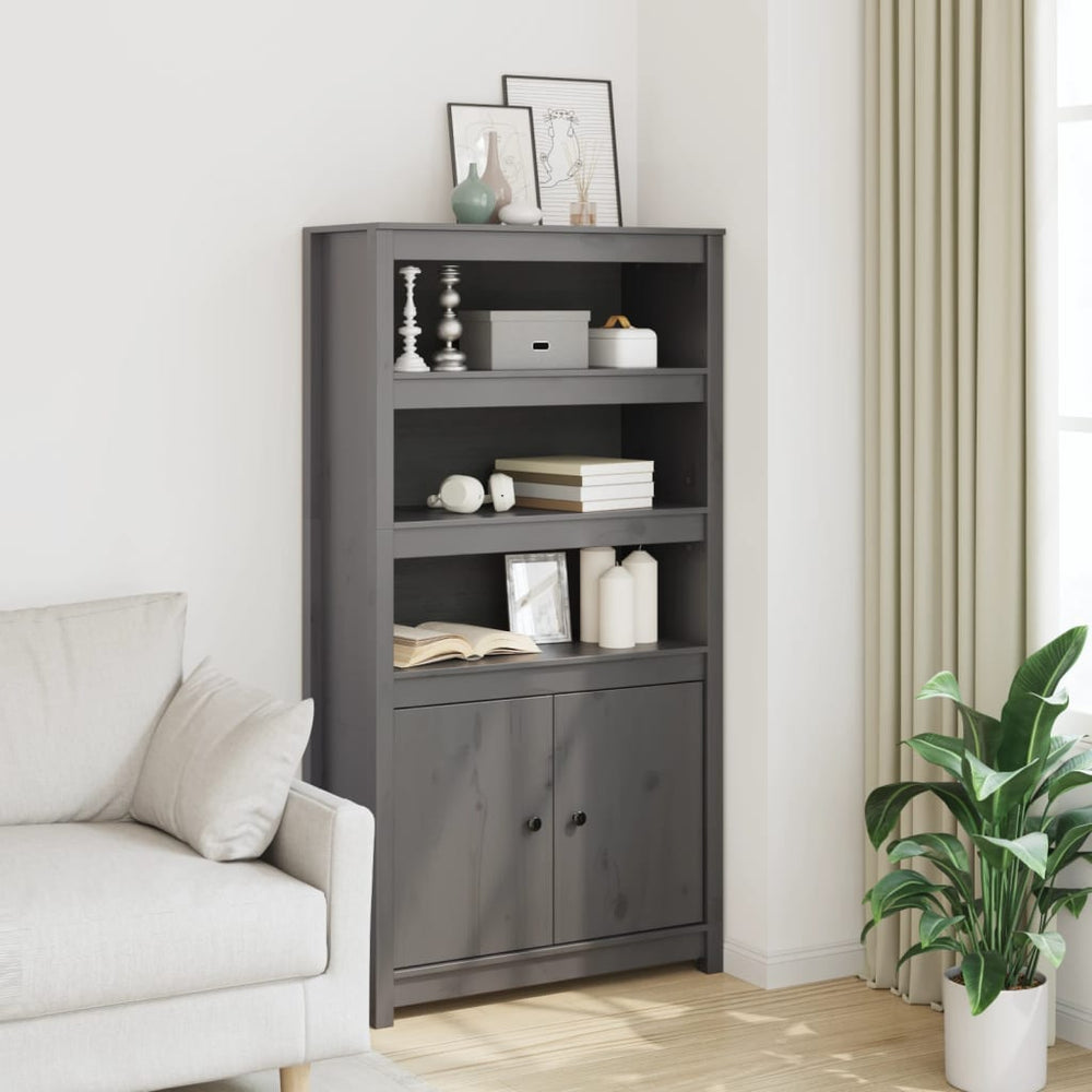 vidaXL Highboard Grey 80x35x154 cm Solid Pine Wood