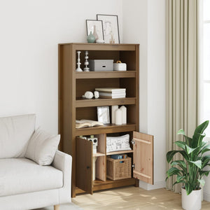 Highboard Honigbraun 80x35x154cm Kiefer Massivholz