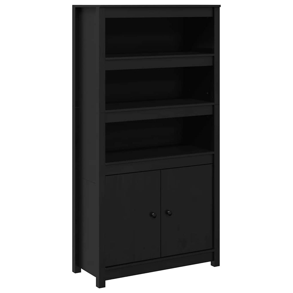 Highboard Schwarz 80x35x154cm Kiefer Massivholz