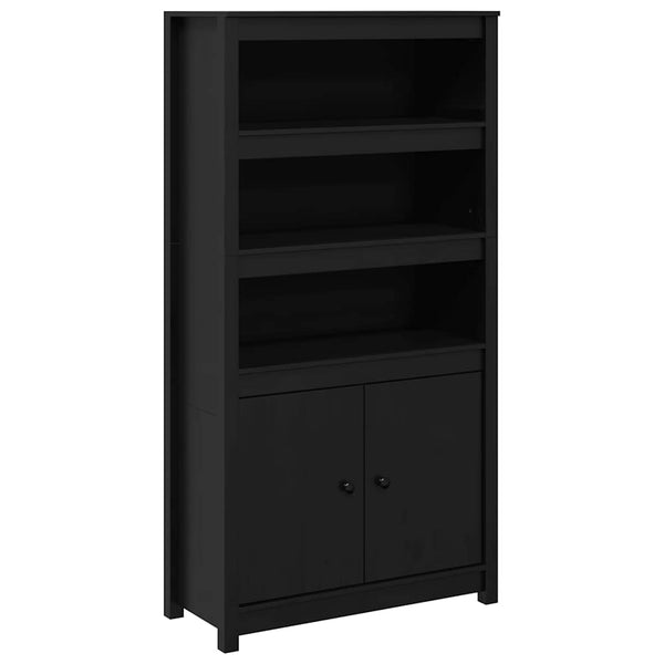 Highboard Schwarz 80x35x154cm Kiefer Massivholz