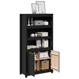 Highboard Schwarz 80x35x154cm Kiefer Massivholz