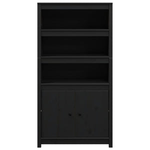 Highboard Schwarz 80x35x154cm Kiefer Massivholz