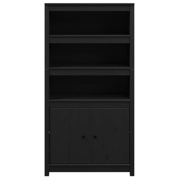 Highboard Schwarz 80x35x154cm Kiefer Massivholz
