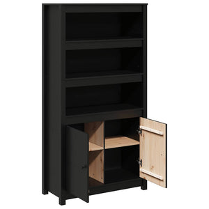 Highboard Schwarz 80x35x154cm Kiefer Massivholz