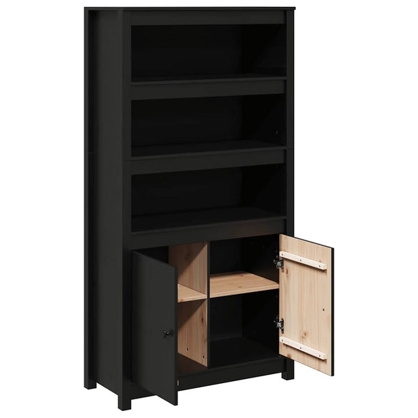 Highboard Schwarz 80x35x154cm Kiefer Massivholz