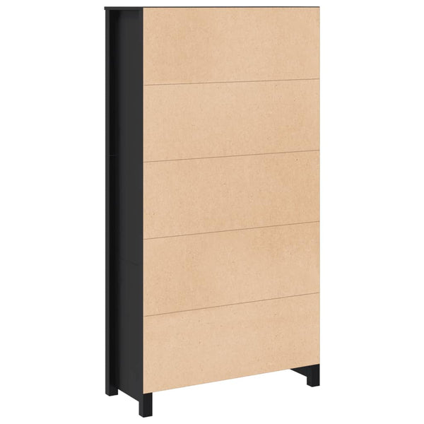 Highboard Schwarz 80x35x154cm Kiefer Massivholz