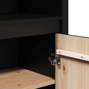 Highboard Schwarz 80x35x154cm Kiefer Massivholz