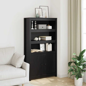Highboard Schwarz 80x35x154cm Kiefer Massivholz