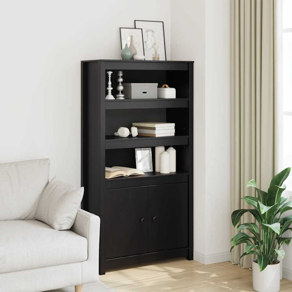 Highboard Schwarz 80x35x154cm Kiefer Massivholz