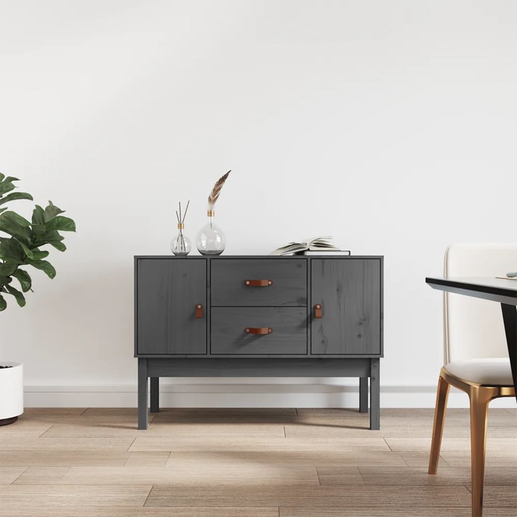 Graues Kiefer Massivholz Sideboard 110cm